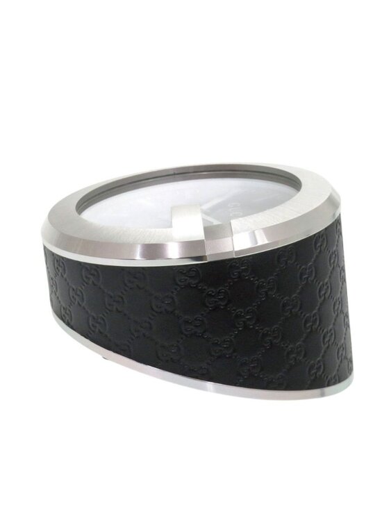 Gucci Table Clock 210 Black SS Leather Dial Quartz main image 7